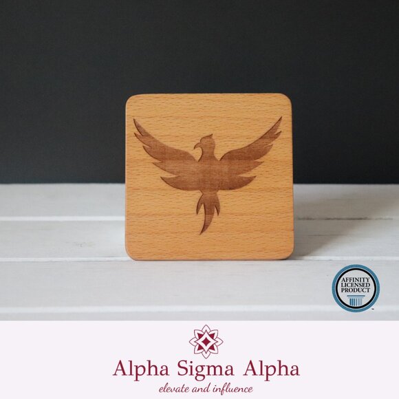 Alpha Sigma Alpha Phoenix Insignia (Set of 4 Coasters) - Picture 1 of 4